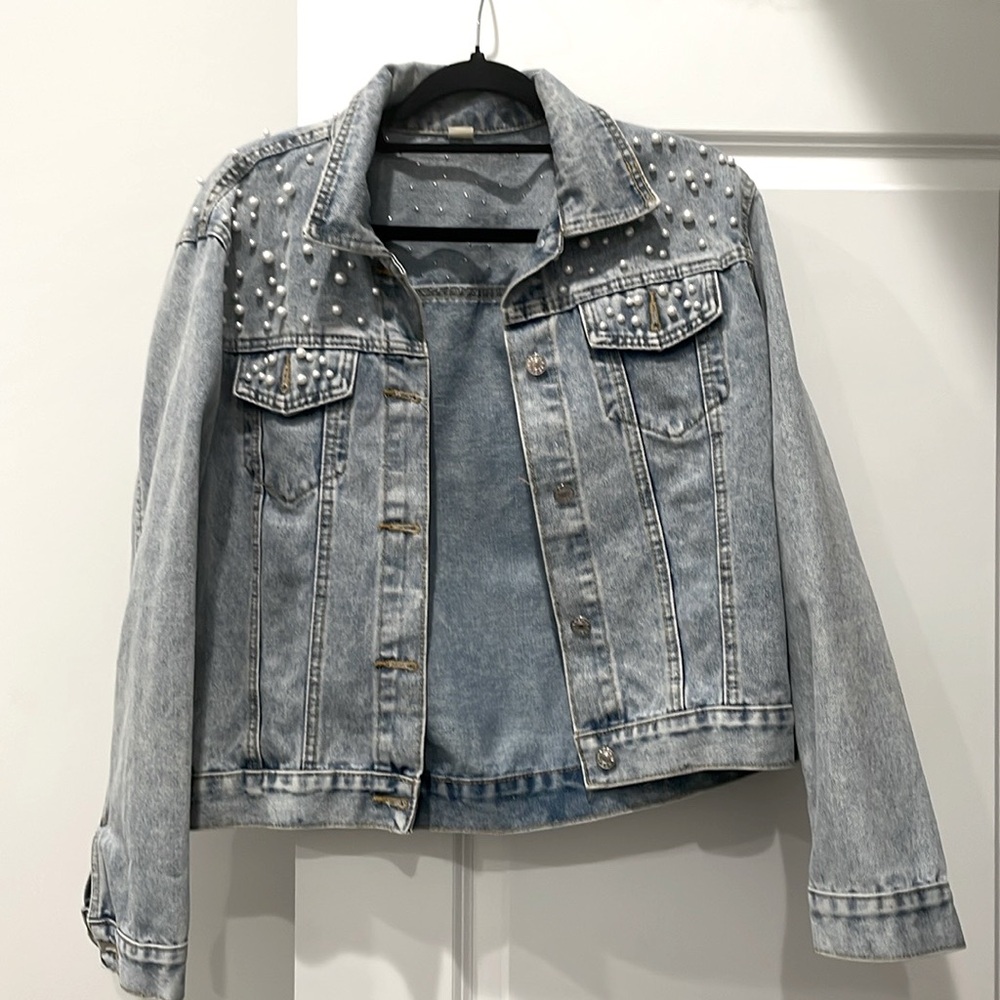Loose Fitting Blue Jean Embroidered Jacket
